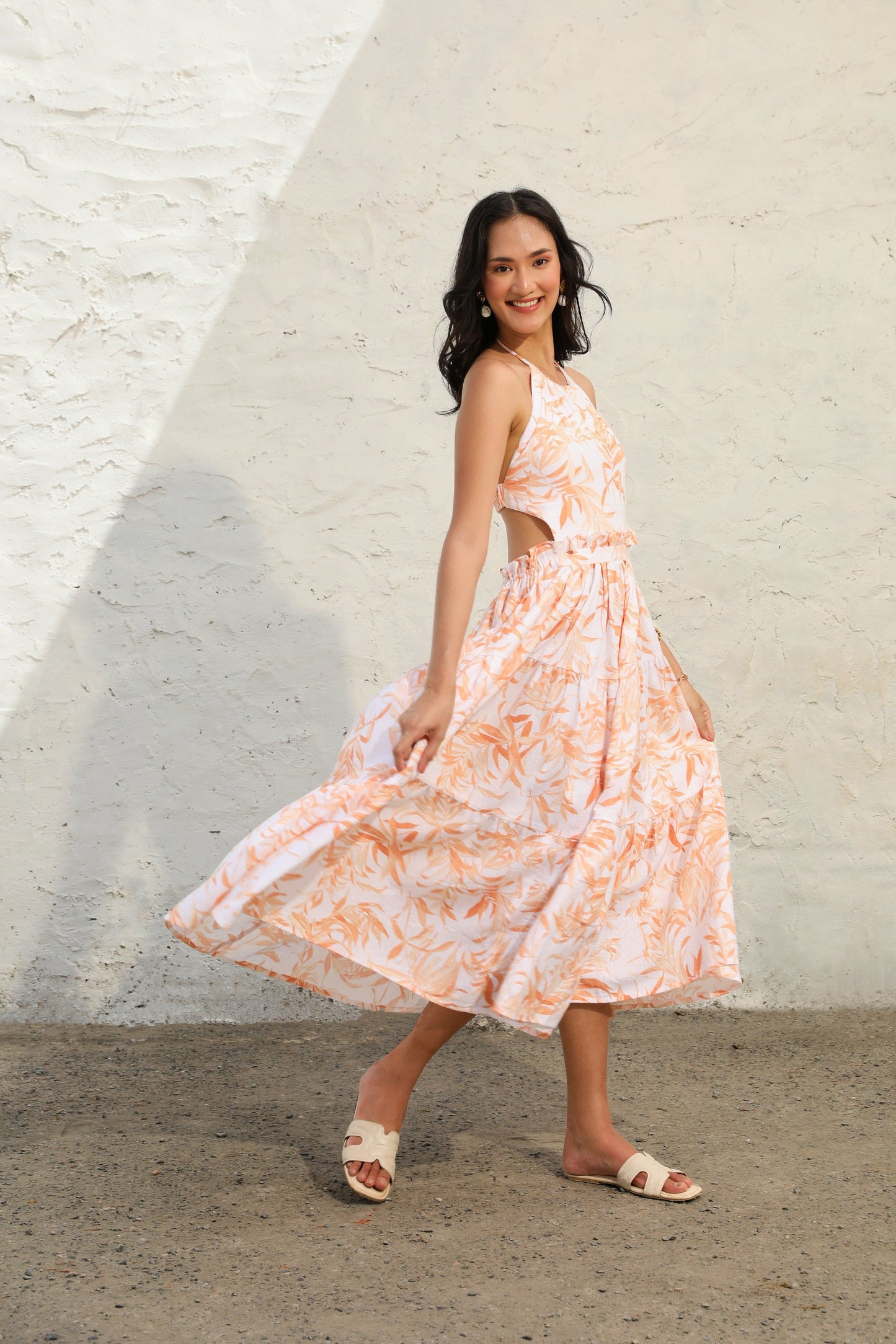 PEACH SUNSET DRESS side pose 