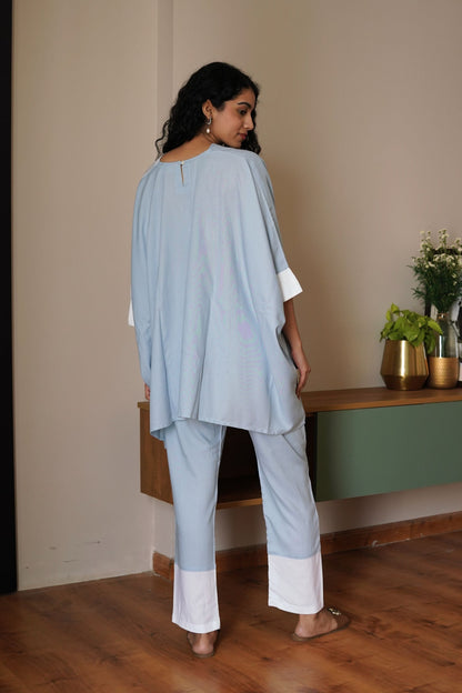 Powder Blue half and half Kaftan Pant (Set of 2)