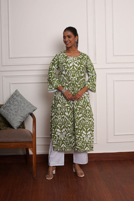 Mystic Garden Green Kurta Set (Set of 2)