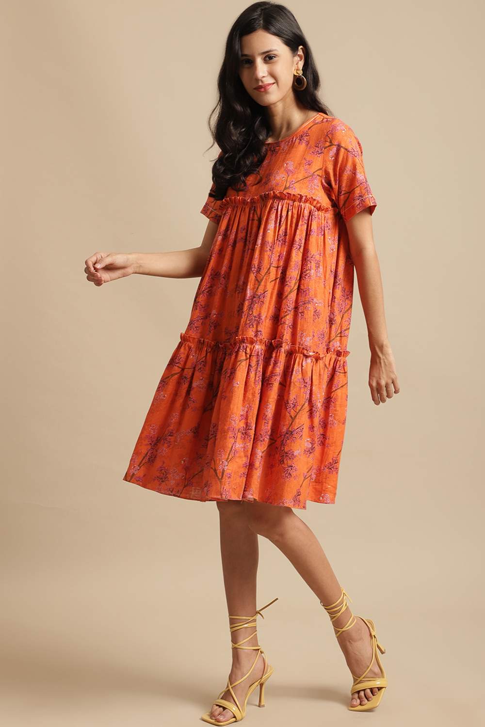 Orange Shein Hemp Dress