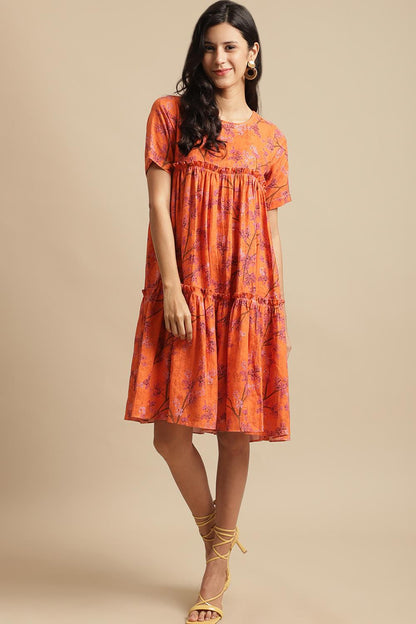 Orange Shein Hemp Dress
