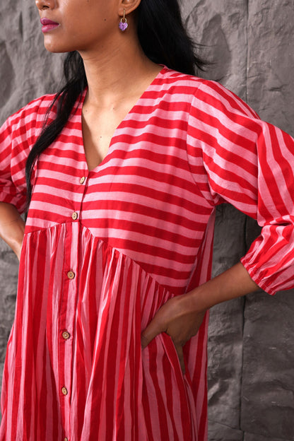 Pretty in Pink Stripes Fit and Flare Dress