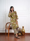 Pichwai Olive Kurta Set