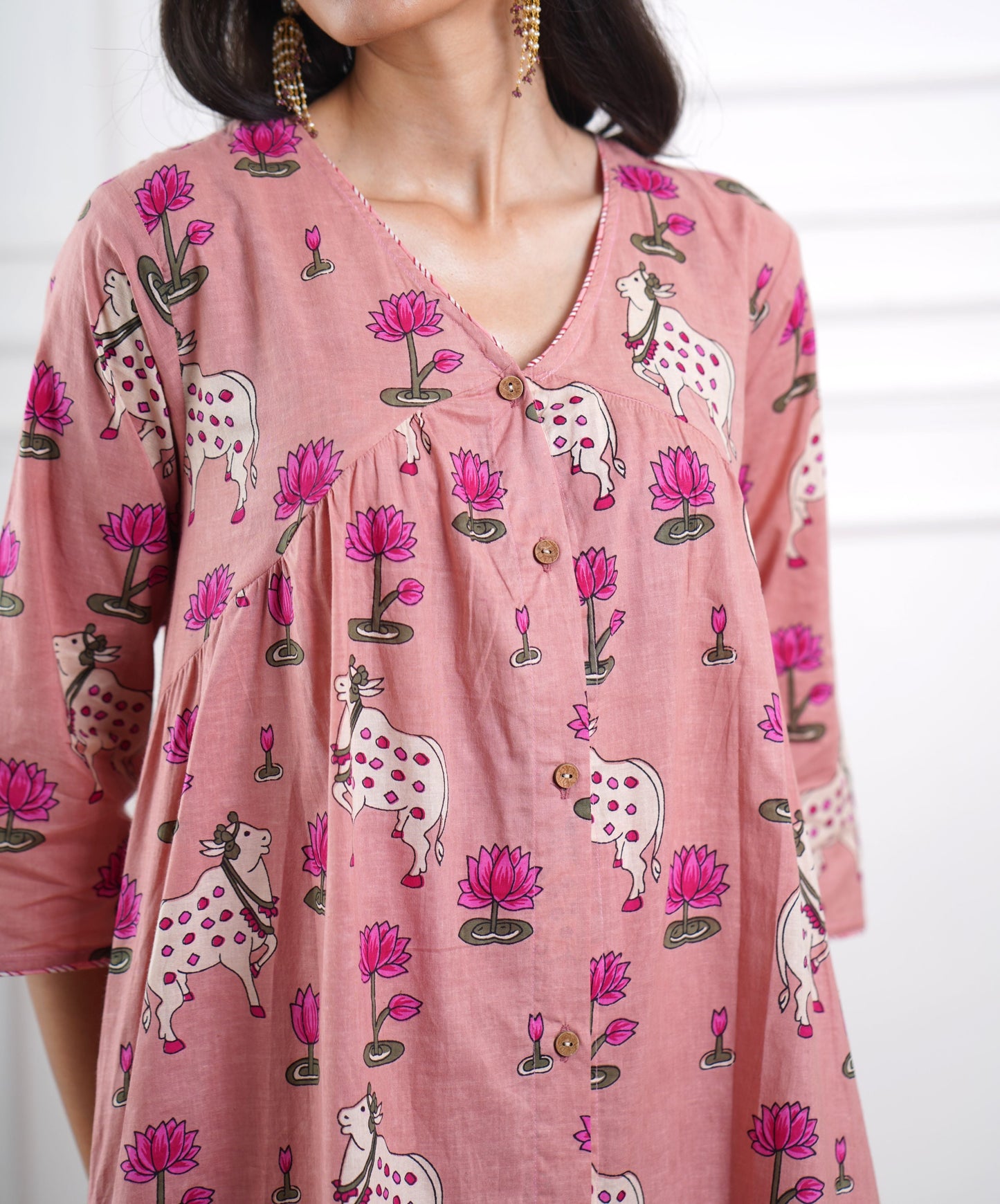 Pichwai Rose Flared Kurta Set