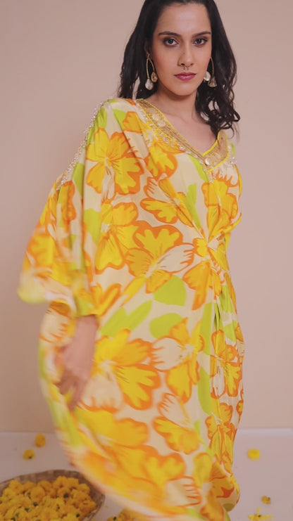 Sunflower Kaftan Dress