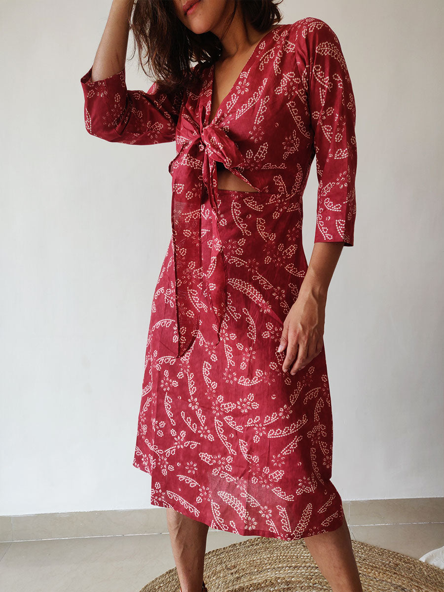 Plum Tie-up Dress - WhySoBlue