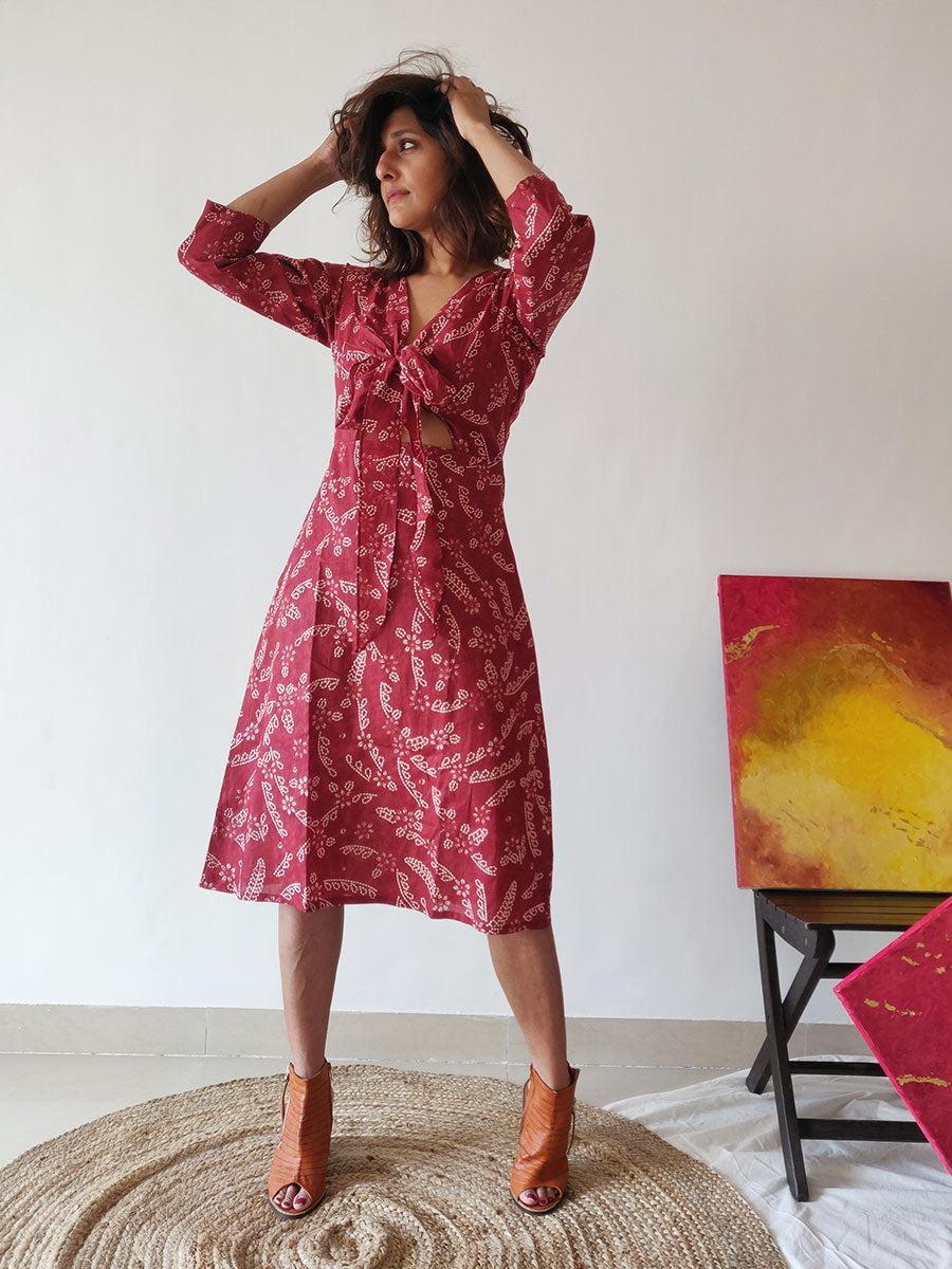 Plum Tie-up Dress - WhySoBlue
