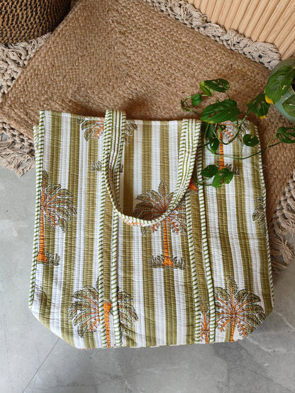 Stripe Palm Tote