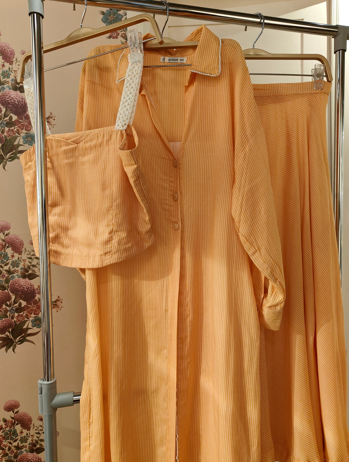 Amber Stripes Skirt Set with Long Shirt (Set of 3)