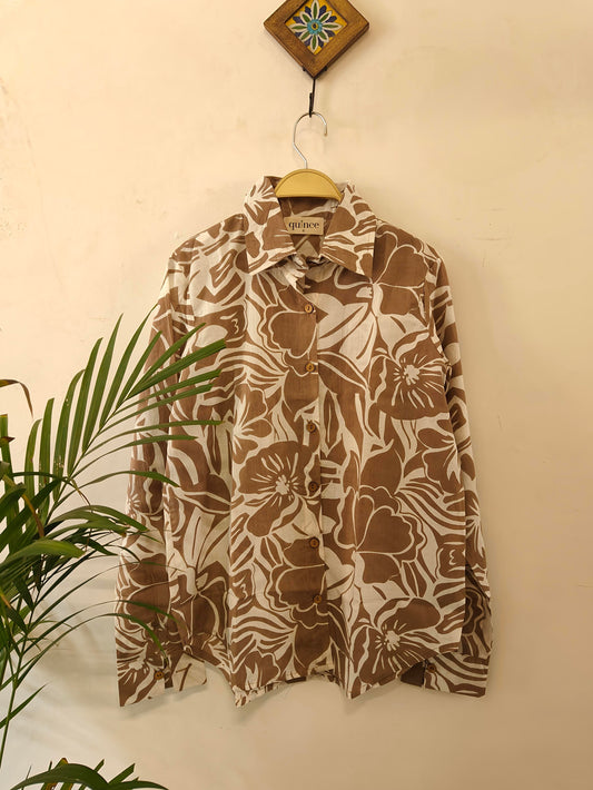 Sepia Floral Oversized Shirt