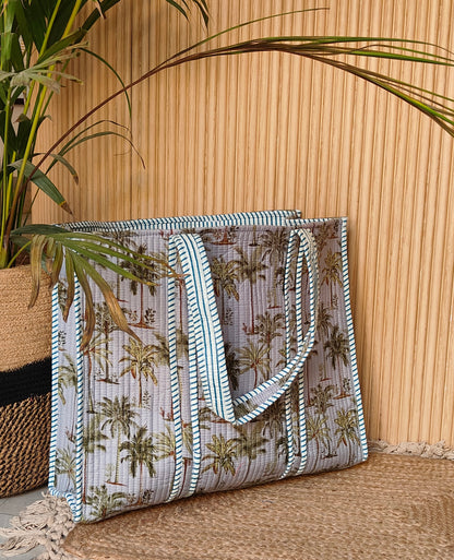 Coastal Grey Palm Tote