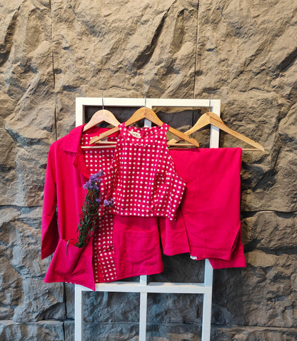Ruby Pink Blazer Coord Set (Set of 3)
