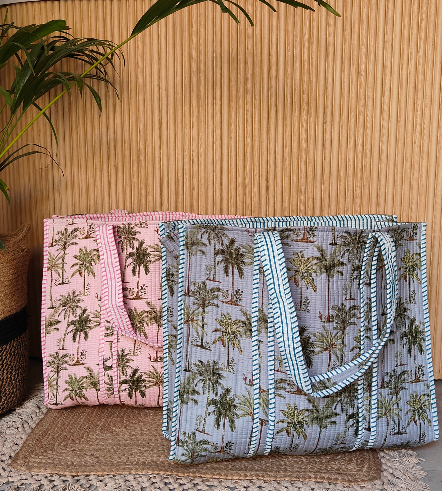 Peachy Pink Palm Tote