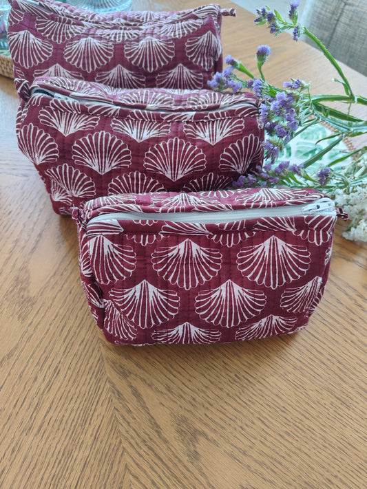 Wine Shell Toiletry Pouches (Set of 3)
