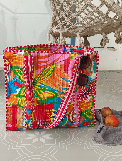 Coral Beach Tote (With Zipper)