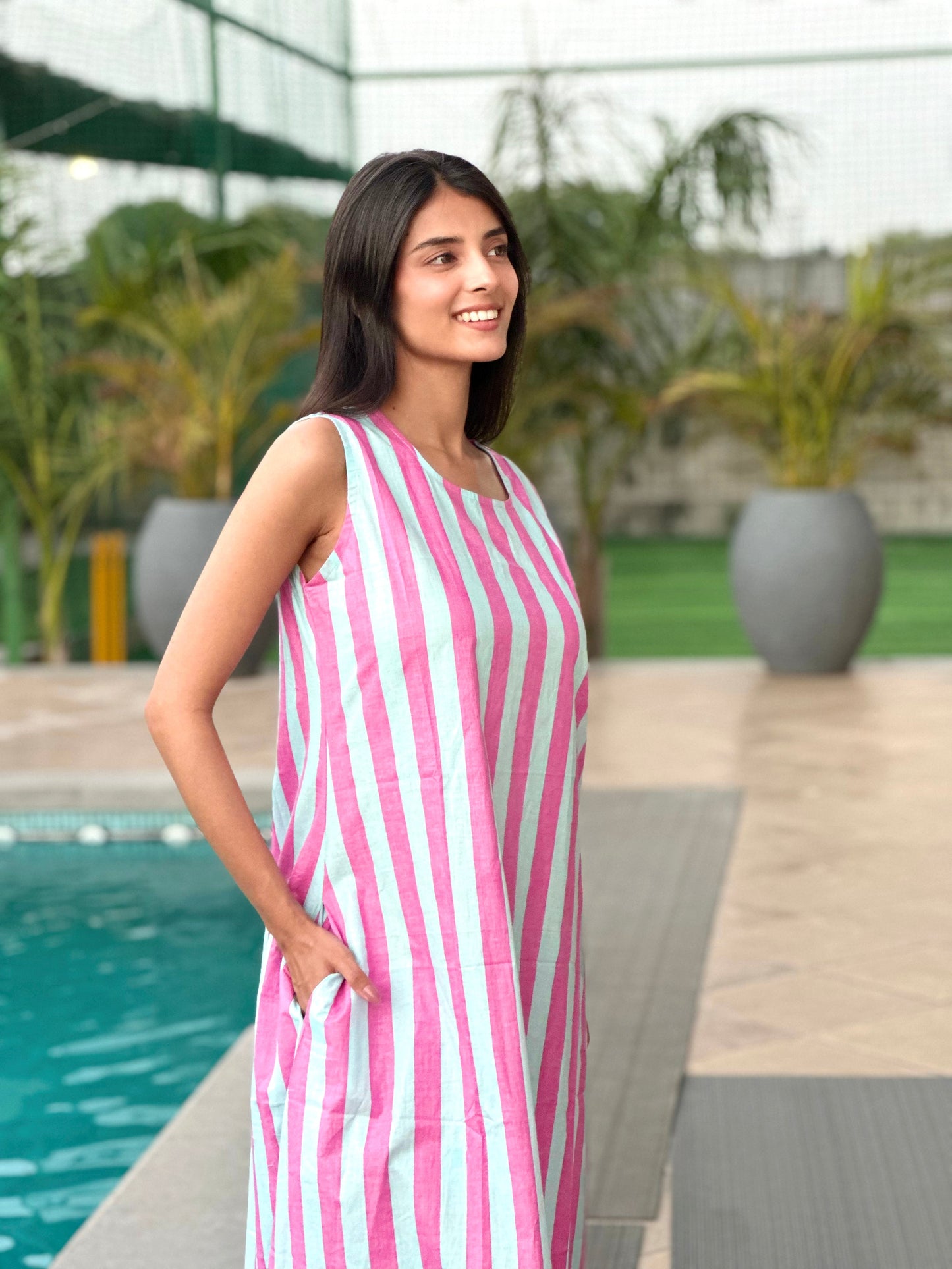 Bubblegum Stripes Long Dress
