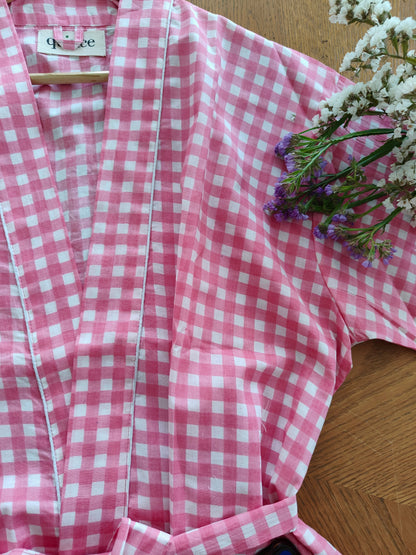 Pastel Pink Checks Robe