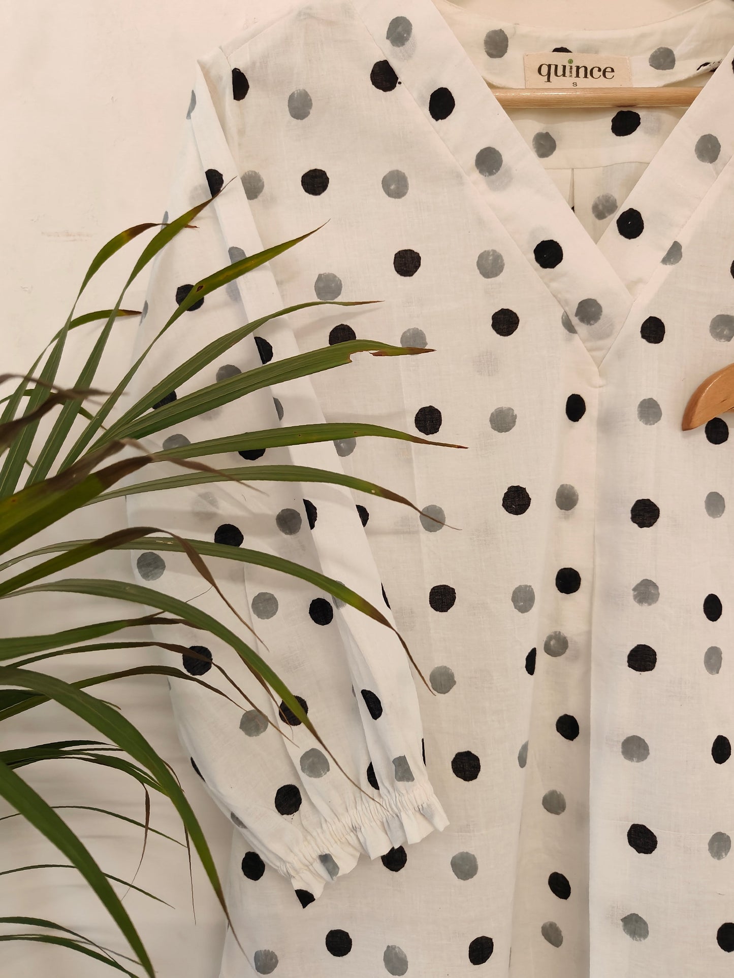 White Classic Polka Mulmul Kurta Set (Set of 2)