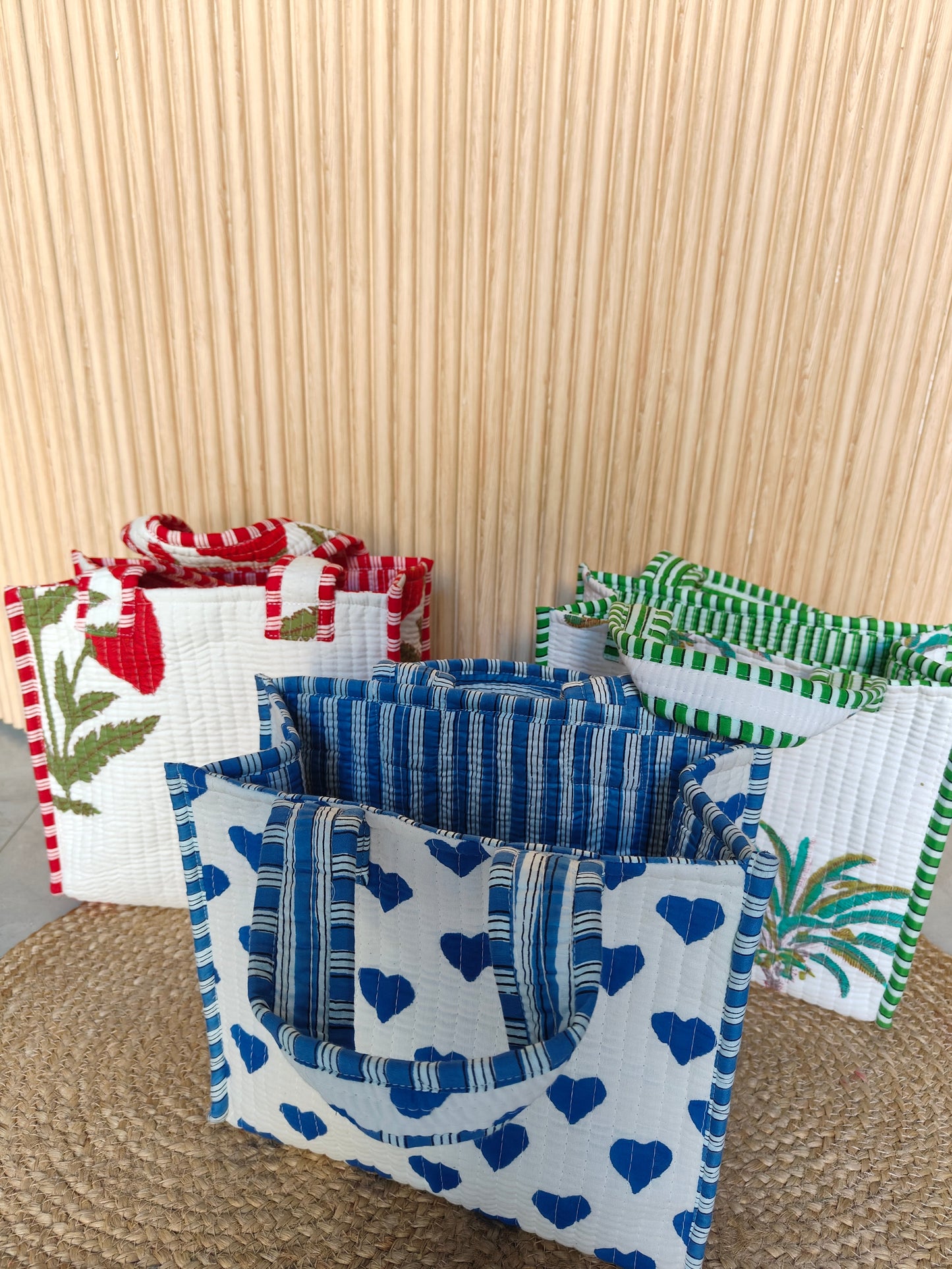 Green Palm Mini Handblock Tote