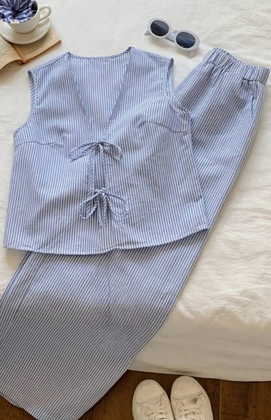 Handblock Blue Stripes Coord Set