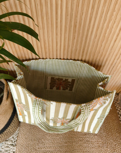 Stripe Palm Tote