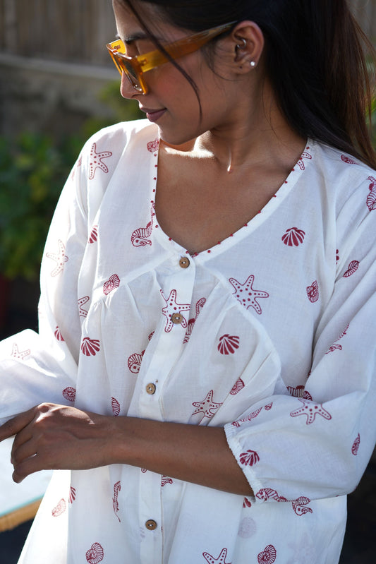 Sea Treasures Top -Crimson