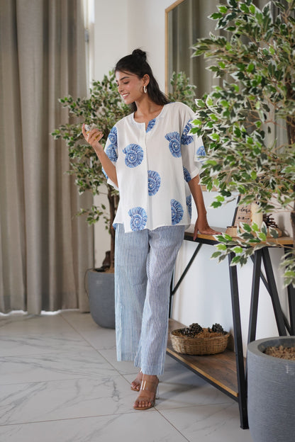 Sea Swirl One Size Top- Deep Blue