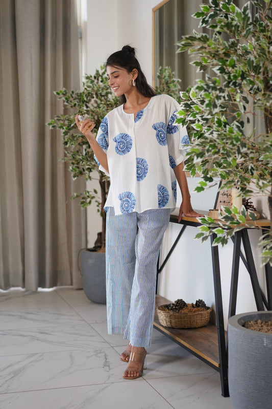 Sea Swirl One Size Top- Deep Blue