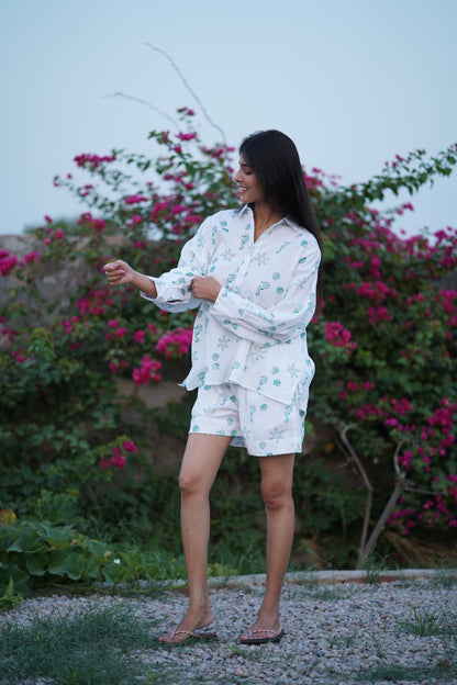 Sea Treasures Oversized Shirt - Aqua