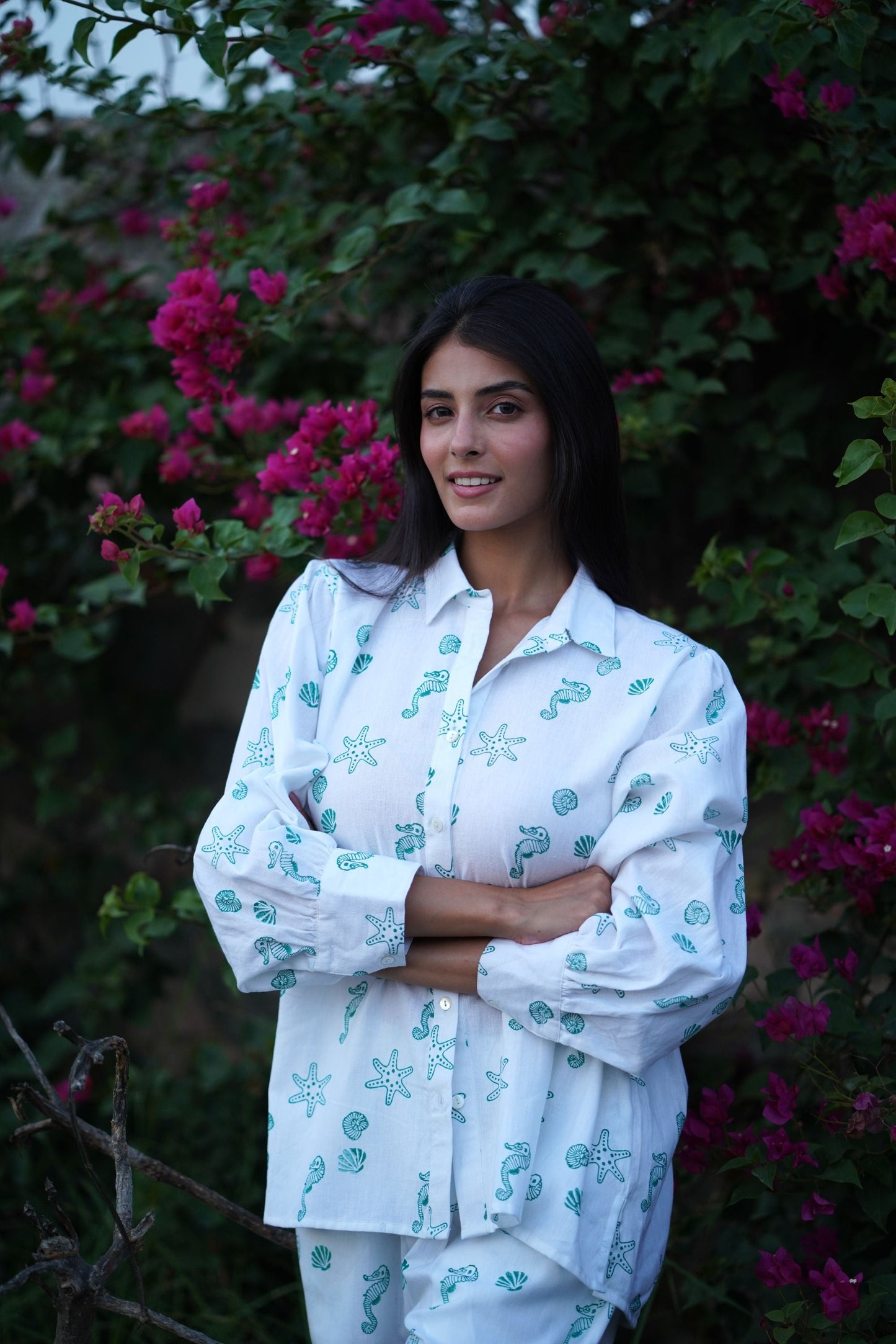 Sea Treasures Oversized Shirt - Aqua