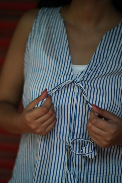 Handblock Blue Stripes Coord Set