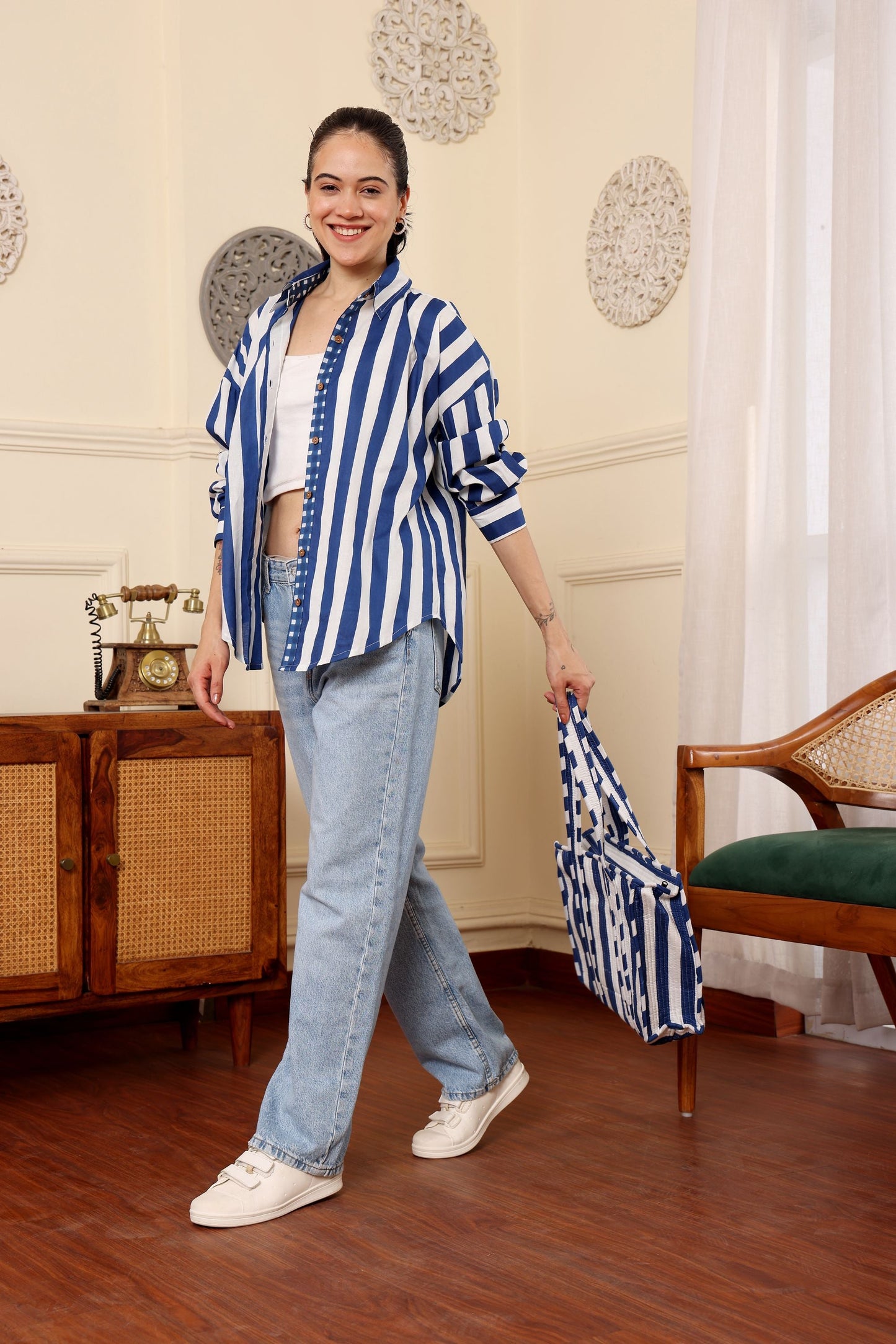 Nautical Stripe Oversized Shirt