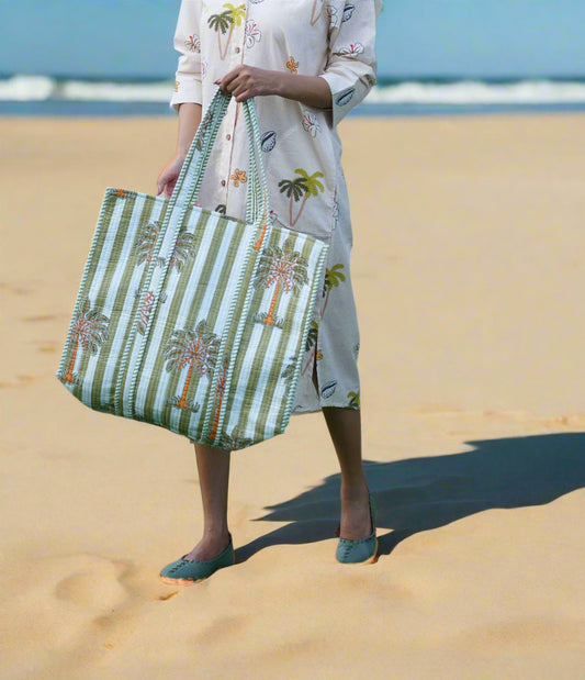 Stripe Palm Tote